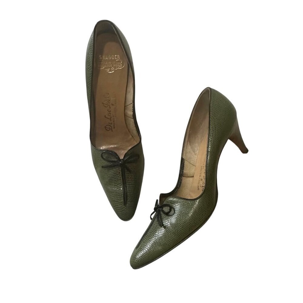 Vintage DeLiso Debs by Palter‎ DeLiso Green Pumps, Size  7 AAA